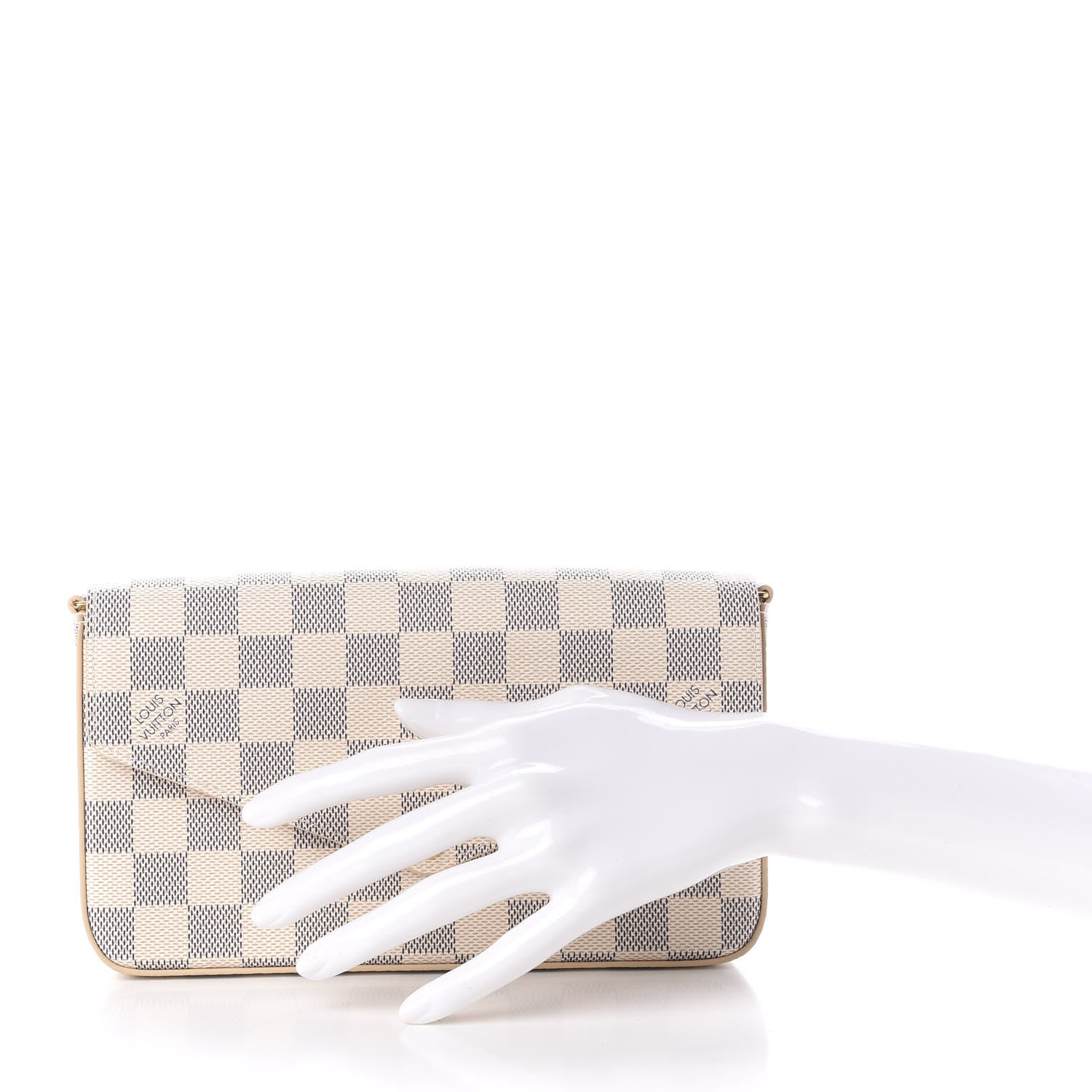 Louis Vuitton Damier Azur Pochette Felicie Chain Wallet Rose Ballerine 2 of 10