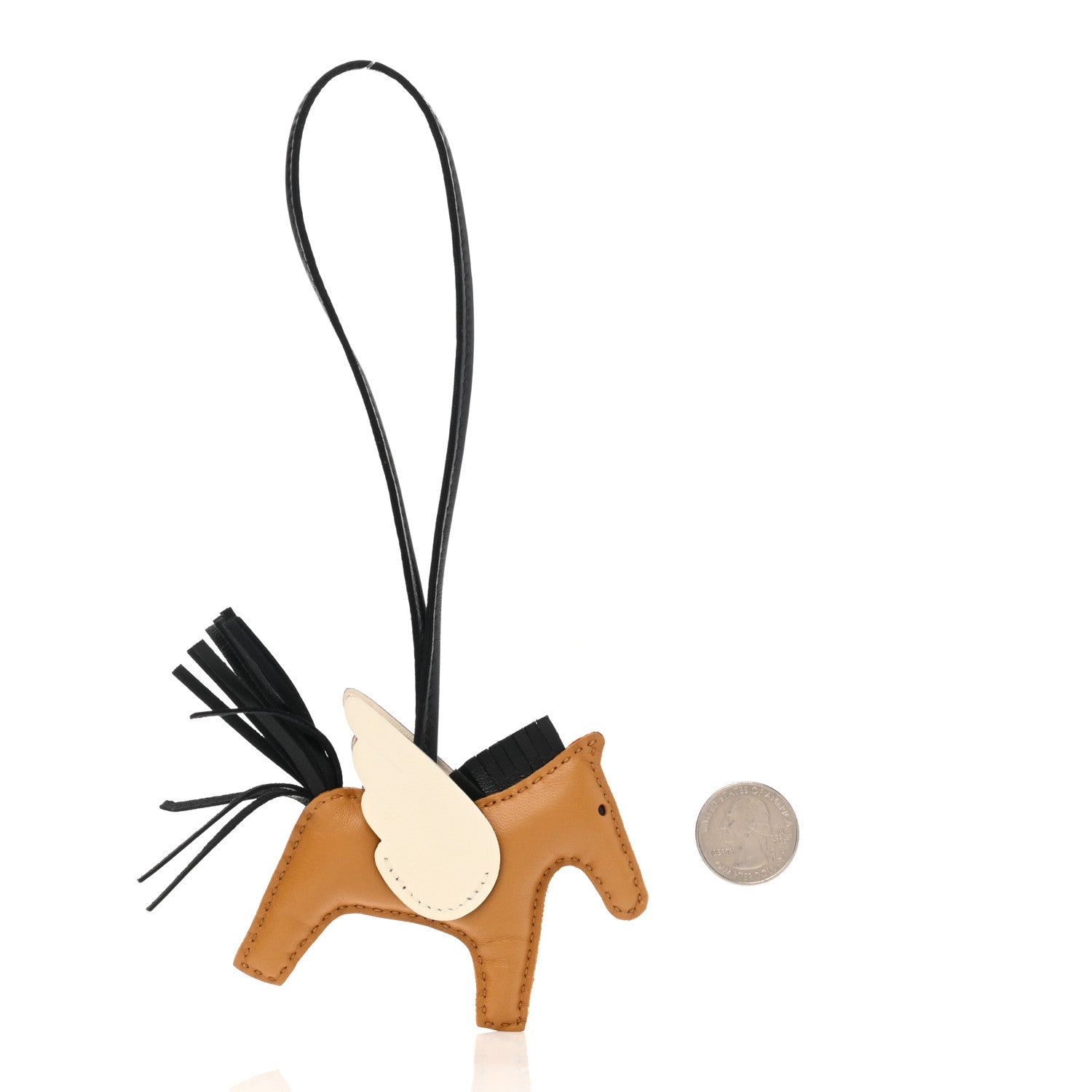Hermes Milo Lambskin Grigri Rodeo Pegase Horse Bag Charm PM Sesame Black Nata 2 of 5