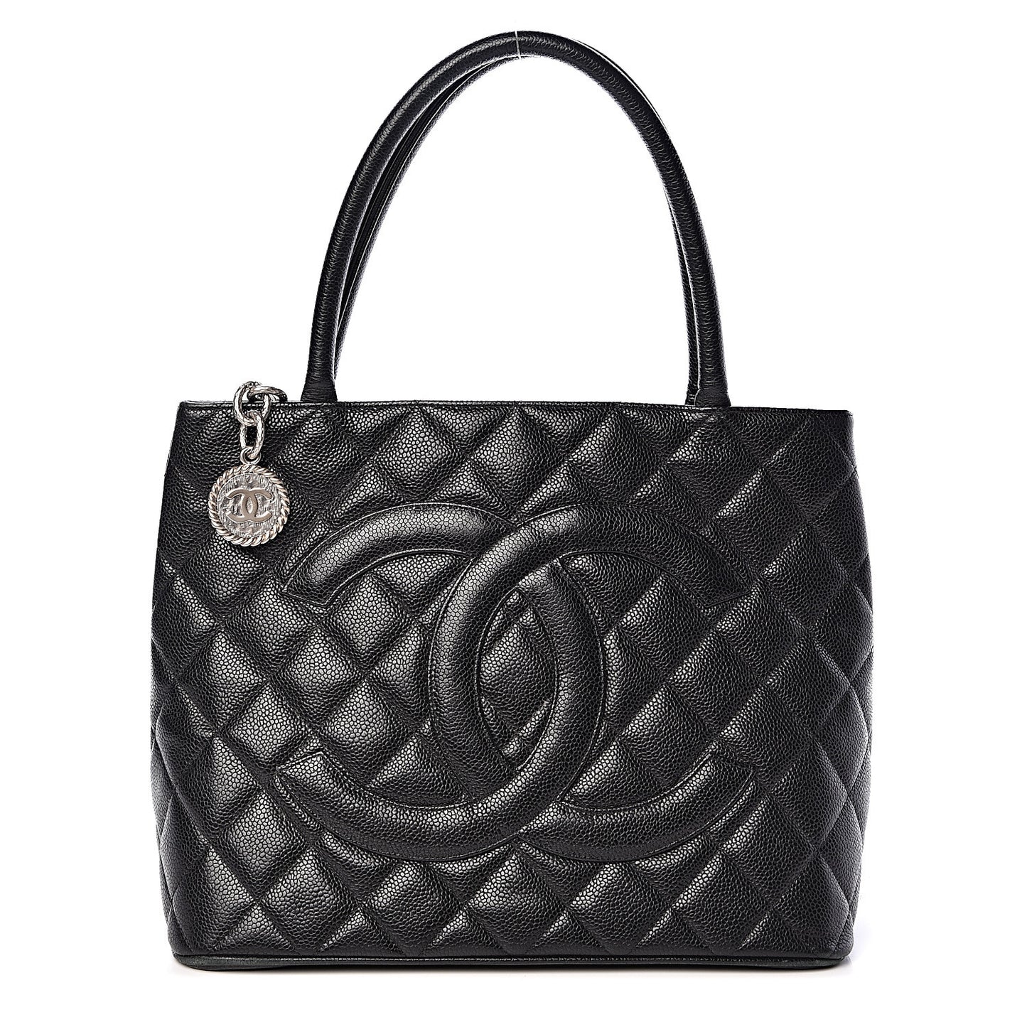 Caviar Quilted Medallion Tote Black