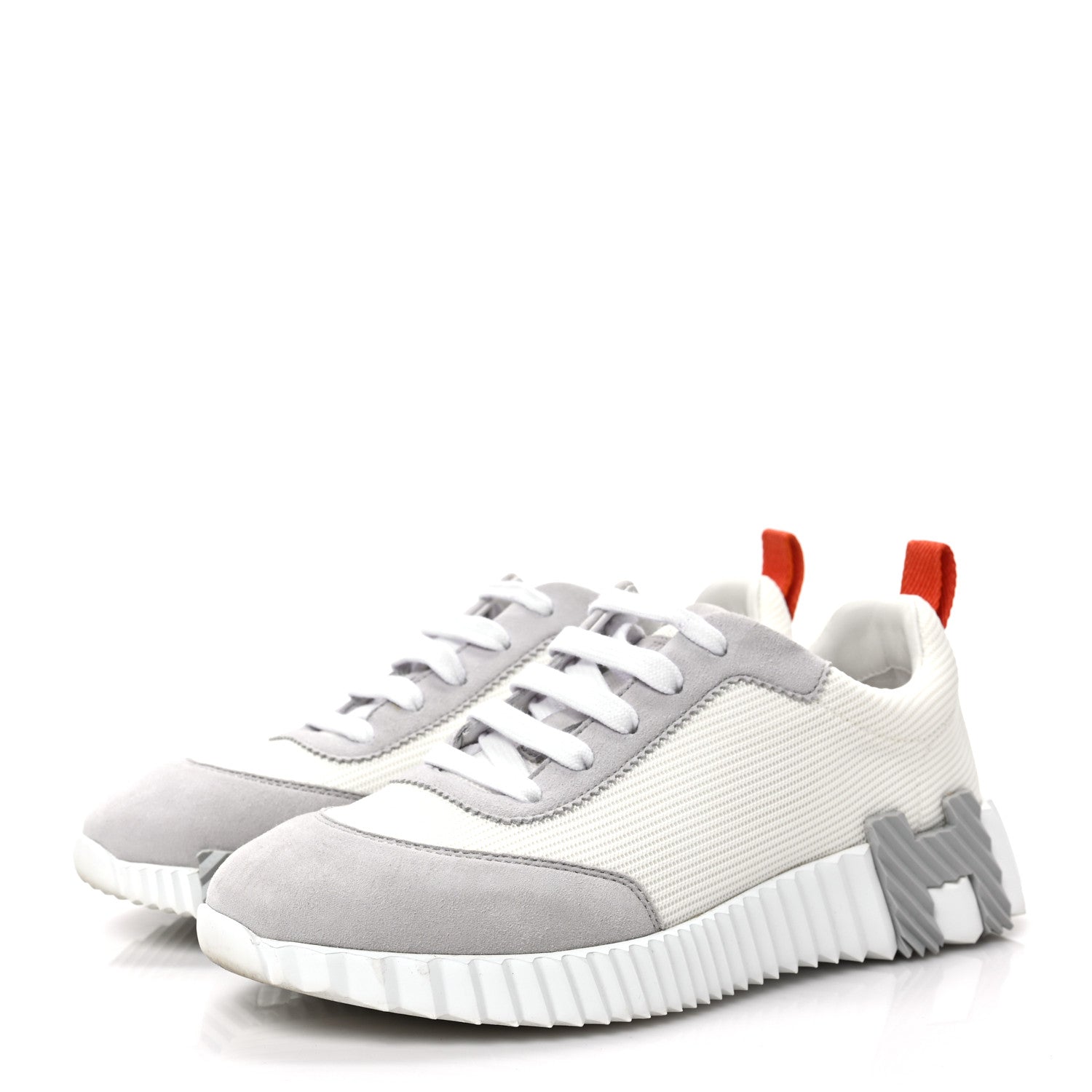 Hermes Technical Canvas Suede Goatskin Bouncing Sneakers 36 White Multicolor 3 of 8