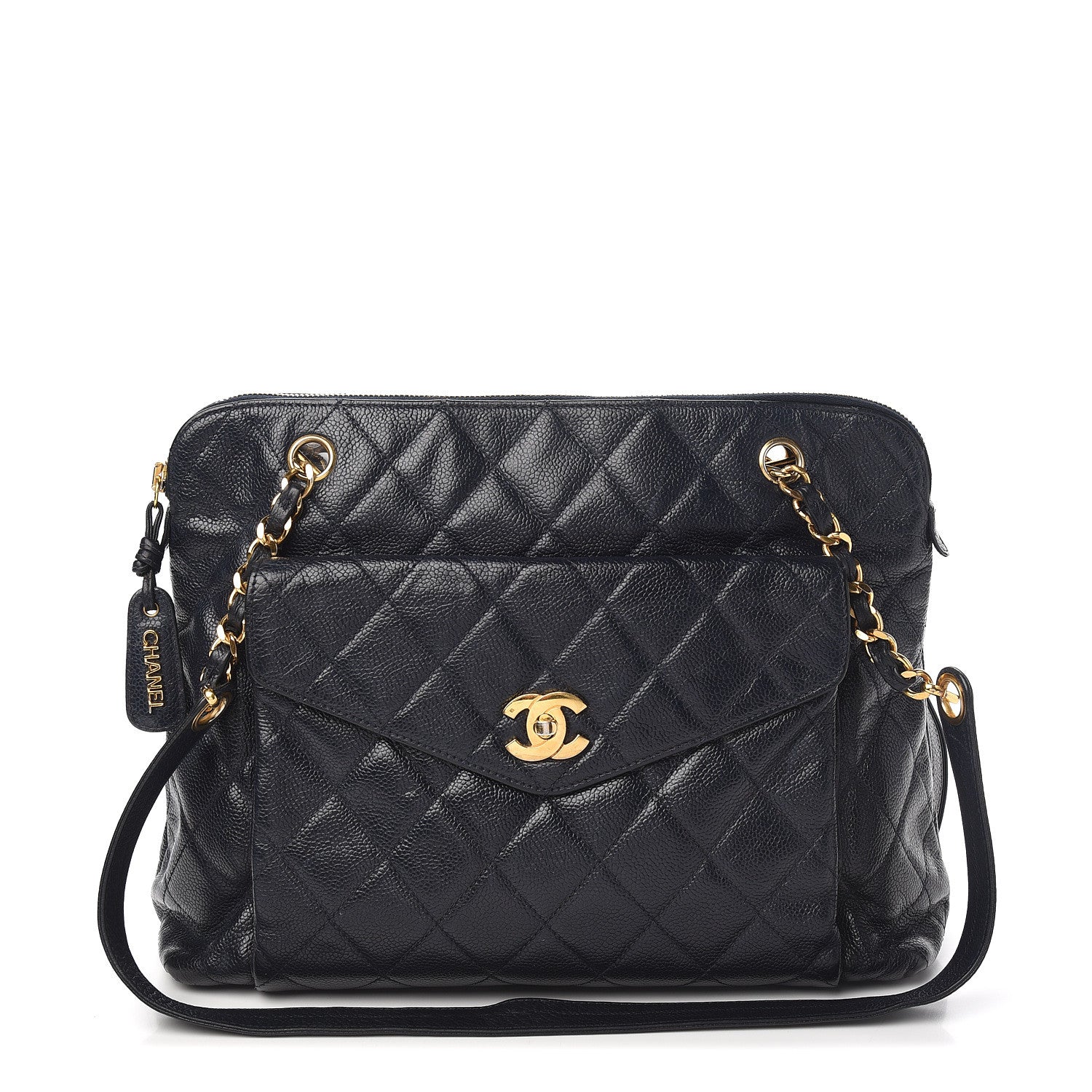 Chanel Caviar Quilted Flap Shoulder Bag Navy Blue 1 of 10