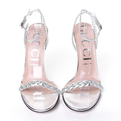 Gucci Metallic Nappa Braided Sandals 41.5 Silver 5 of 9