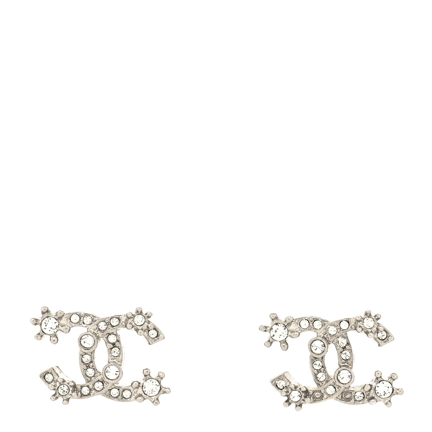 Chanel Crystal CC Star Earrings Silver 1 of 4