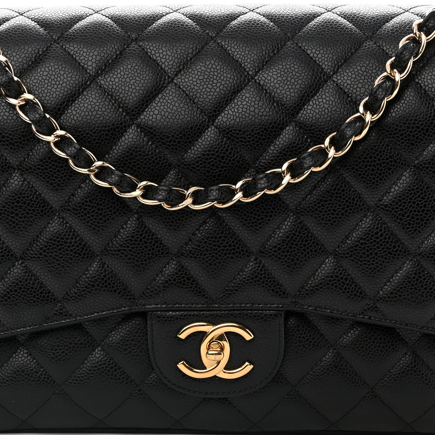 Caviar Quilted Maxi Double Flap Black