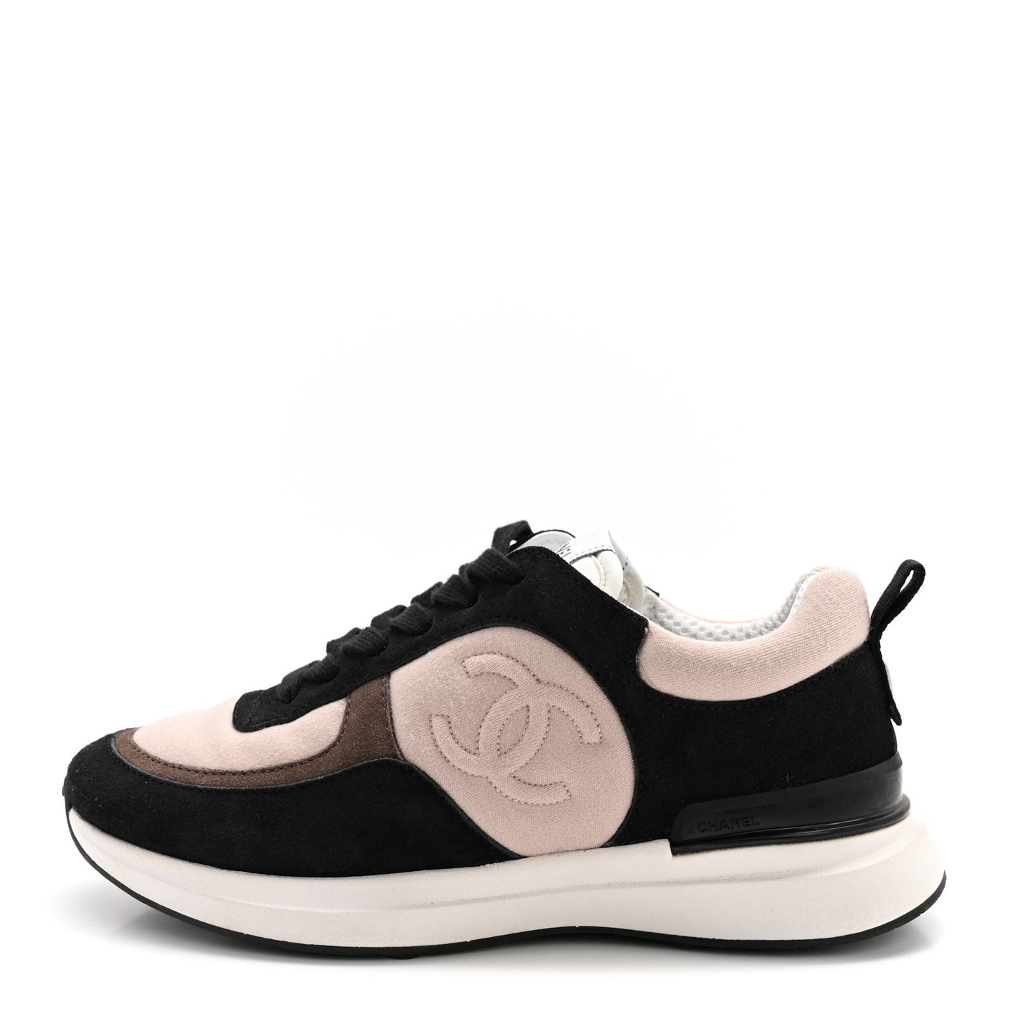 Suede Calfskin Fabric CC Sneakers 36 Dark Grey Light Pink
