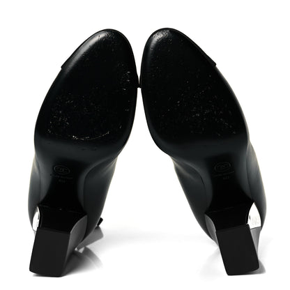 Chanel Lambskin Grosgrain Triangle & Collar 90 Ankle Boots 40 Black 6 of 10