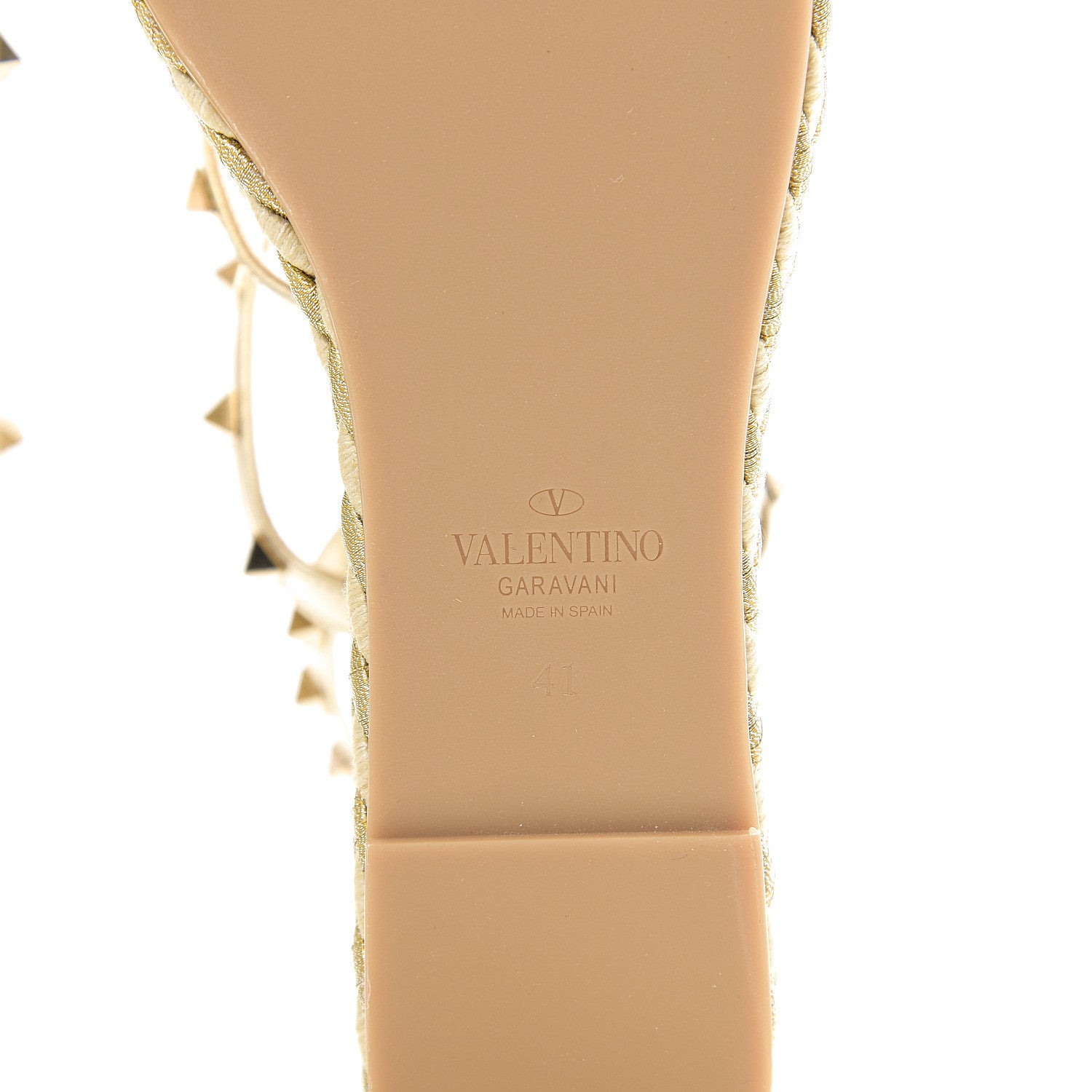 Valentino Garavani Metallic Nappa Rockstud Ankle Strap Torchon Espadrille Caged 25/95mm Wedge Sandals 41 Platino 6 of 8