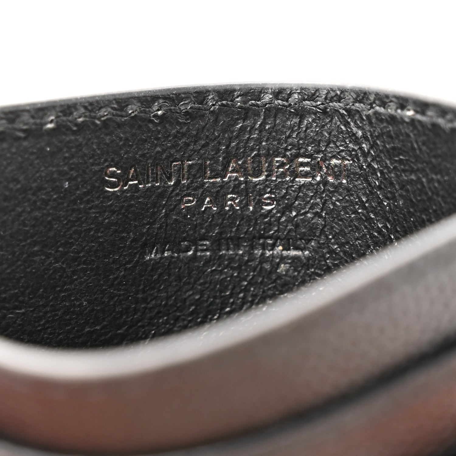 Saint Laurent Grain De Poudre Matelasse Chevron Monochrome Monogram Credit Card Case Black 7 of 8