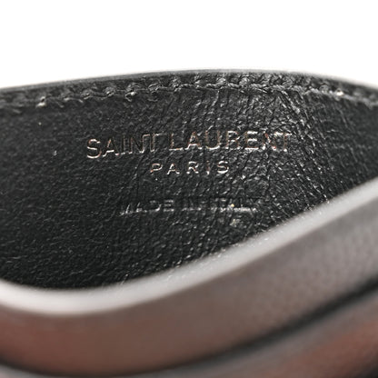 Saint Laurent Grain De Poudre Matelasse Chevron Monochrome Monogram Credit Card Case Black 7 of 8