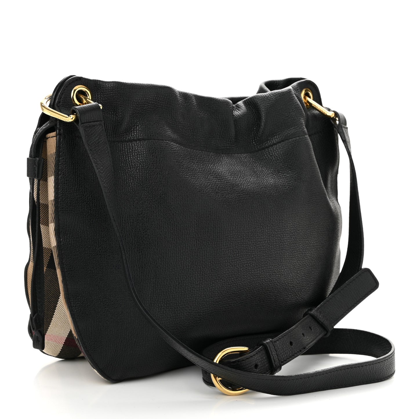 Grainy Calfskin House Check Small Bingley Black