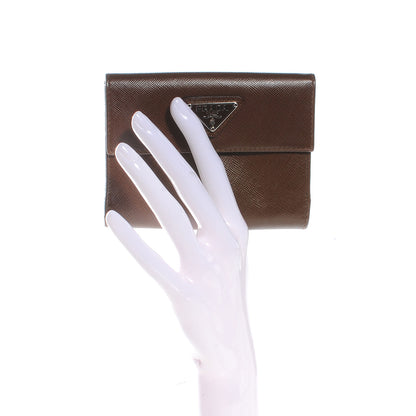 Prada Saffiano Medium Flap Bi Fold Wallet Cacao 2 of 8