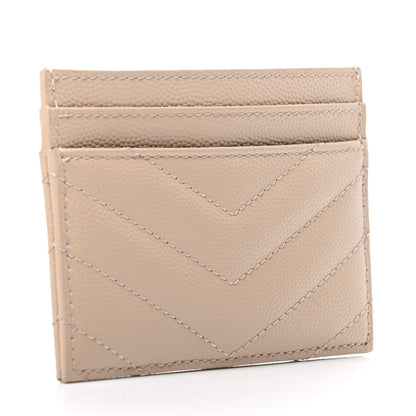 Saint Laurent Grain De Poudre Matelasse Chevron Monogram Credit Card Case Cork 3 of 7