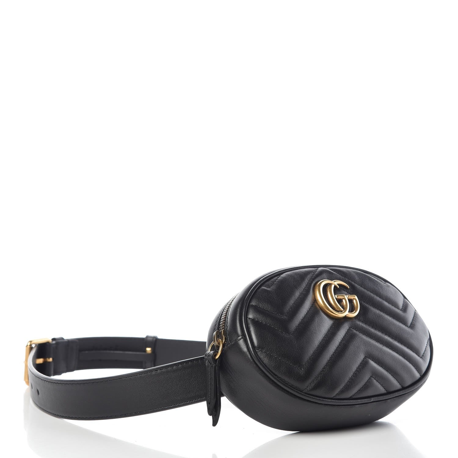 Gucci Calfskin Matelasse GG Marmont Belt Bag 85 34 Black 4 of 7