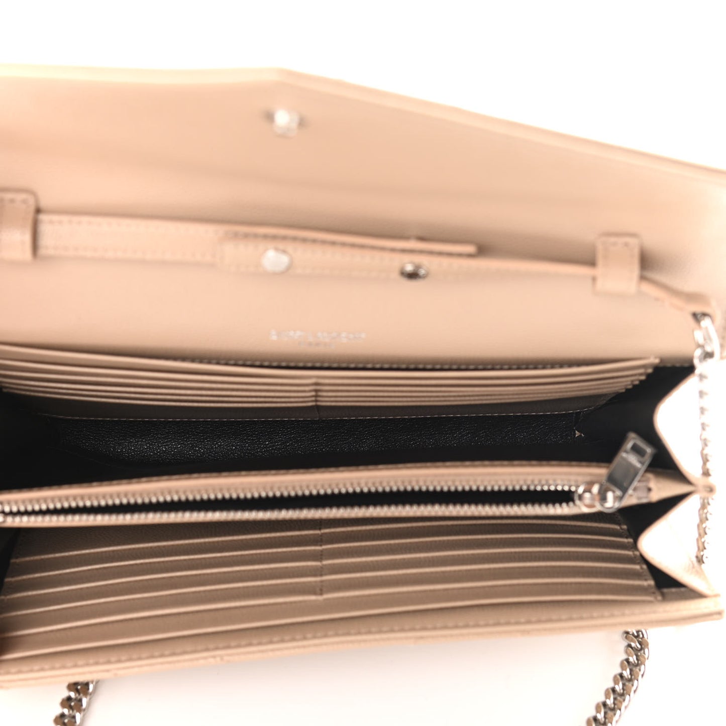 Grain De Poudre Matelasse Chevron Monogram Chain Wallet Nude Powder