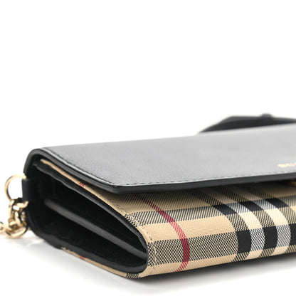 Burberry Calfskin House Check Henley Wallet On Chain Black 9 of 10