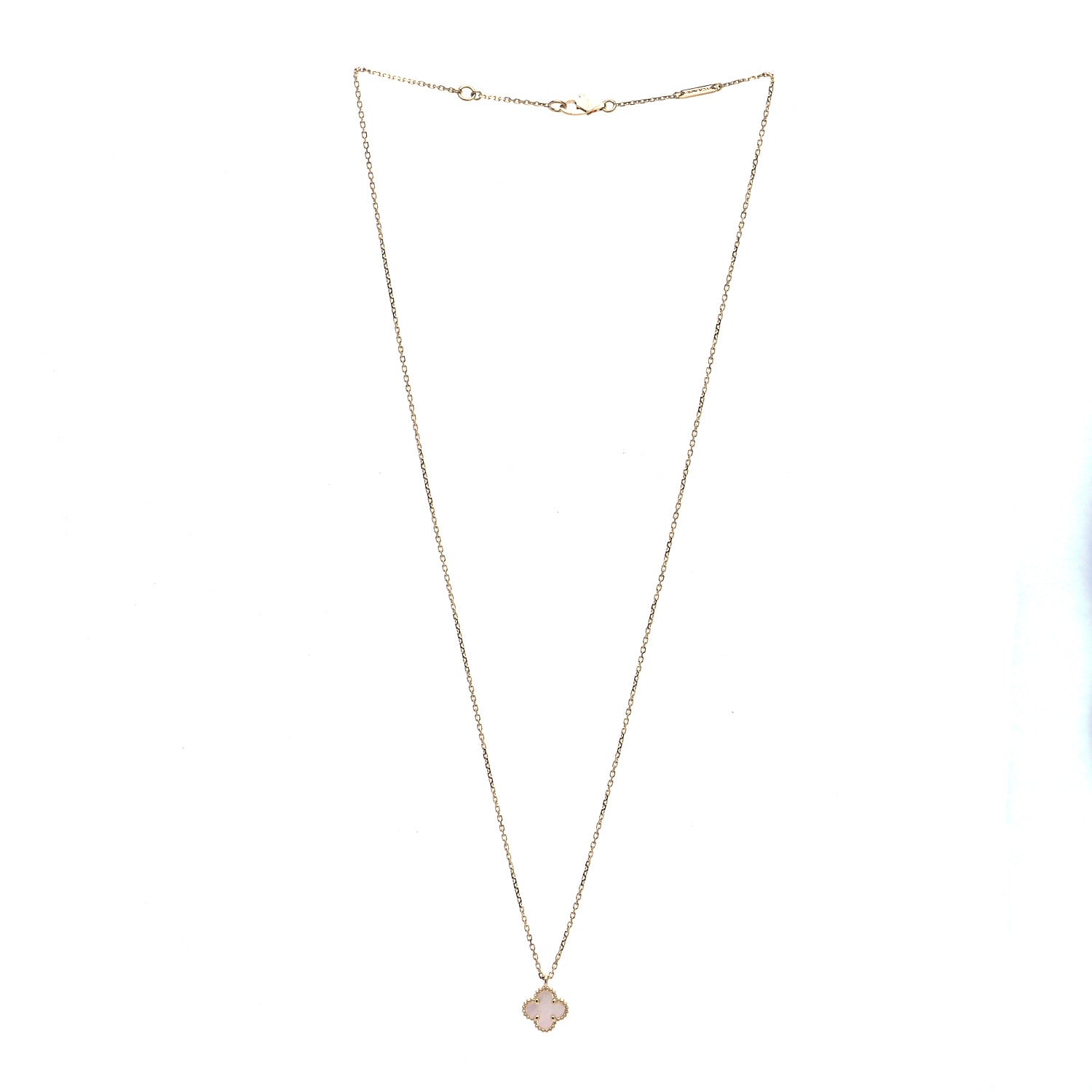 Van Cleef & Arpels 18K Yellow Gold Mother of Pearl Sweet Alhambra Pendant Necklace 2 of 7