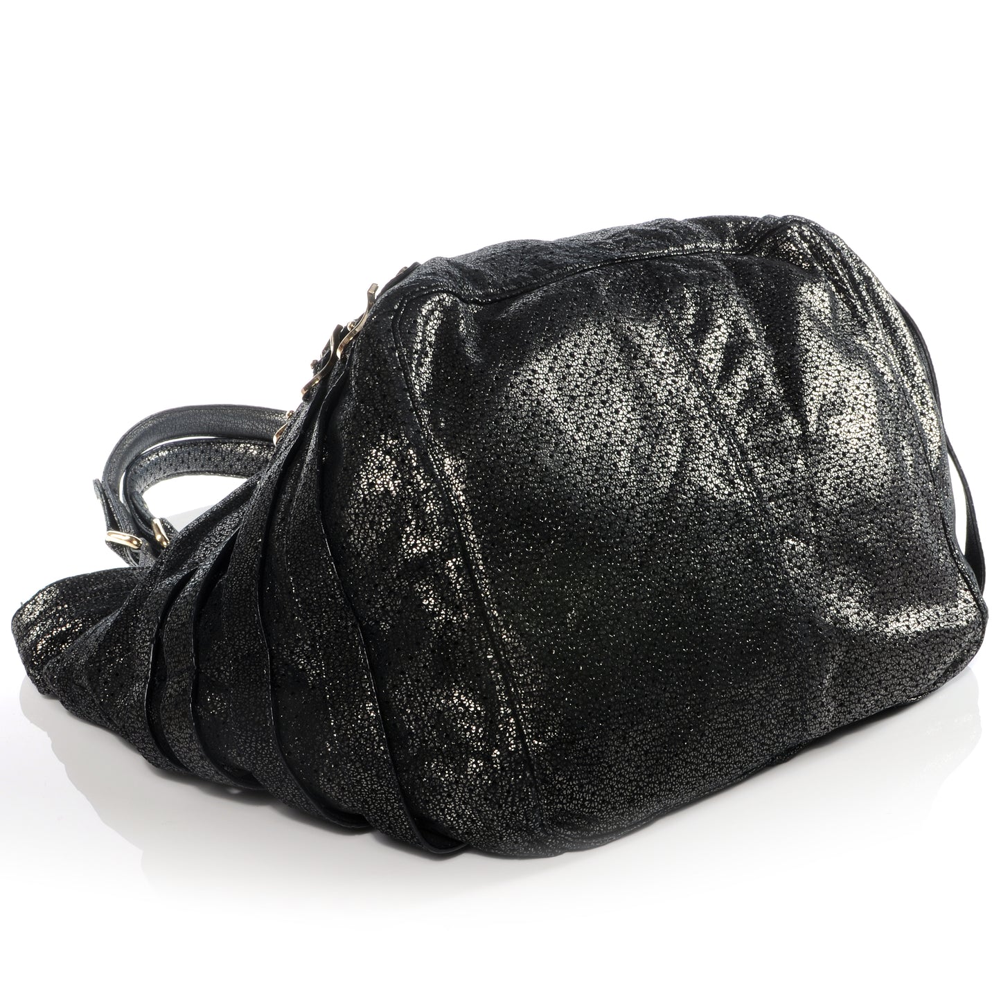 Leather Perforated Bree Bag Gunmetal