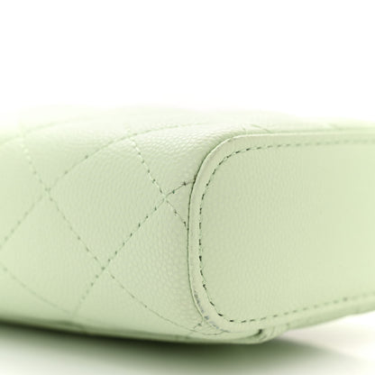 Chanel Caviar Quilted Phone Holder With Chain Light Green 9 of 13