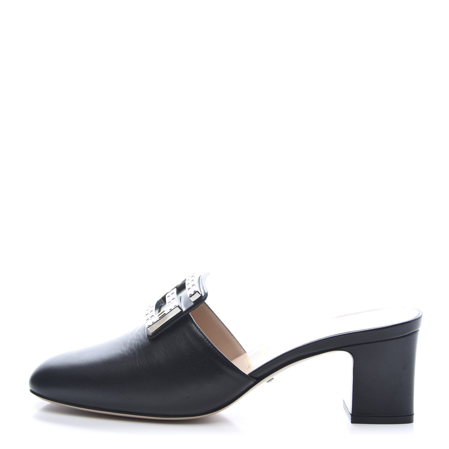 Gucci Malaga Kid Crystal Square G Madelyn Mules 41 Black 1 of 10
