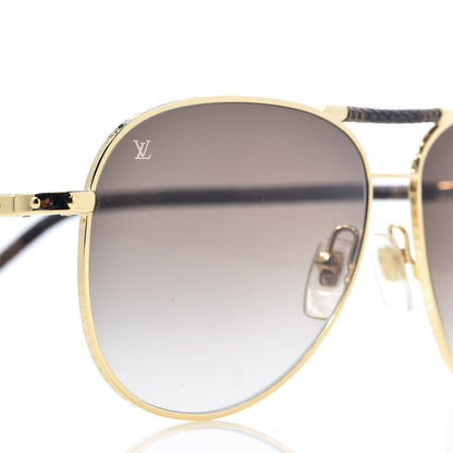 Louis Vuitton Damier Ebene Conspiration Pilote Aviator Sunglasses Z0202U Gold 8 of 9