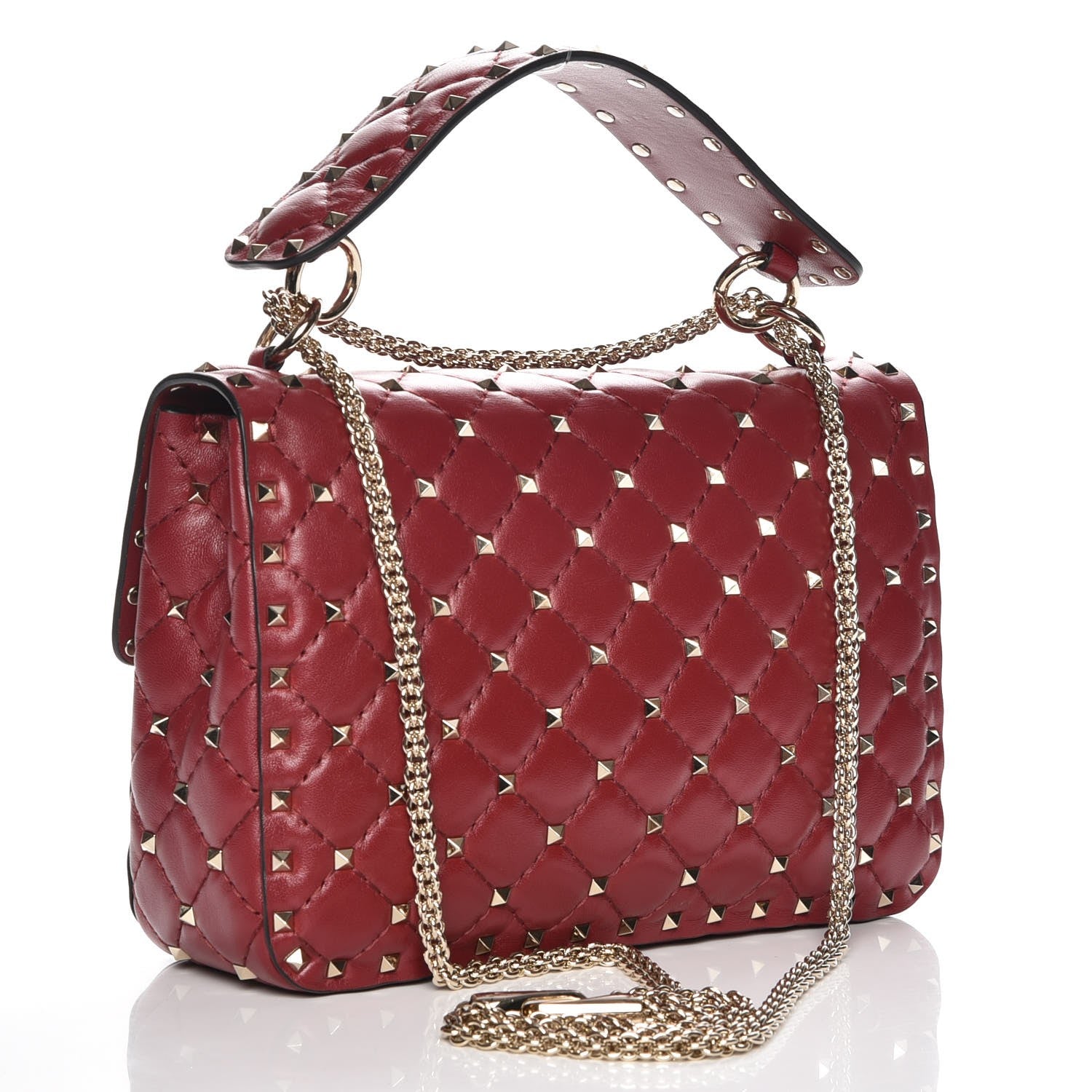 Valentino Garavani Nappa Medium Rockstud Spike Shoulder Bag Rubino 8 of 11