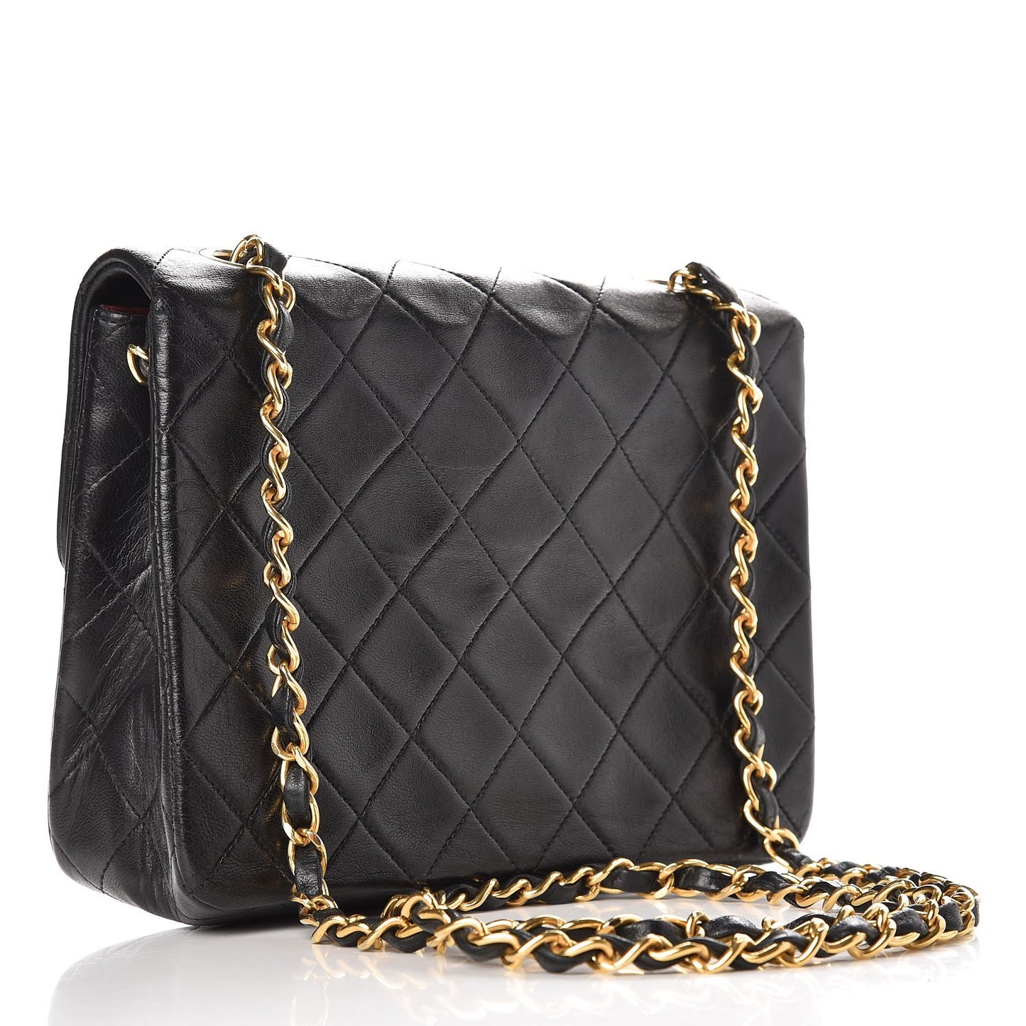 Lambskin Quilted Small Single Flap Black