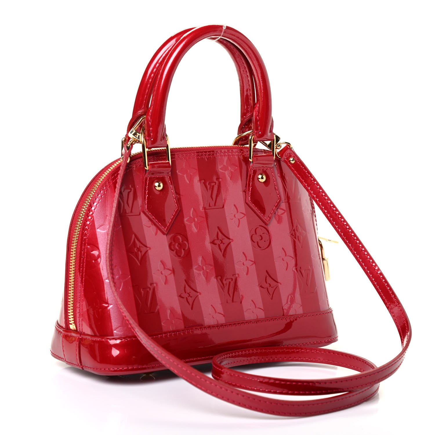 Louis Vuitton Vernis Rayures Alma BB Pomme D'Amour 2 of 4