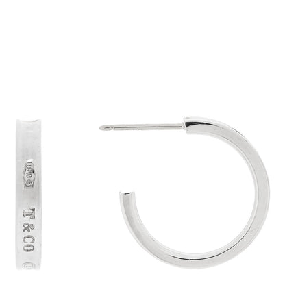 Tiffany Sterling Silver 1837 Small Narrow Hoop Earrings 1 of 4
