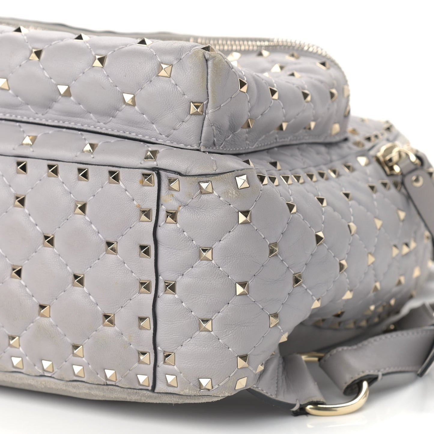 Nappa Quilted Medium Rockstud Spike Backpack Pastel Grey