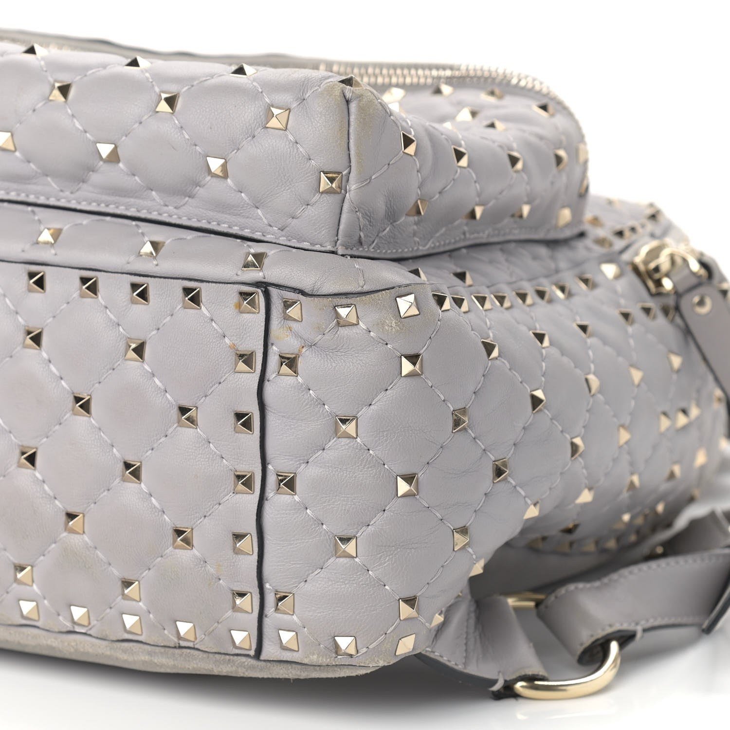 Valentino Garavani Nappa Quilted Medium Rockstud Spike Backpack Pastel Grey 7 of 10