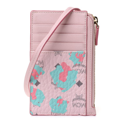 MCM Visetos Floral Leopard Lanyard Card Holder Pink 1 of 8