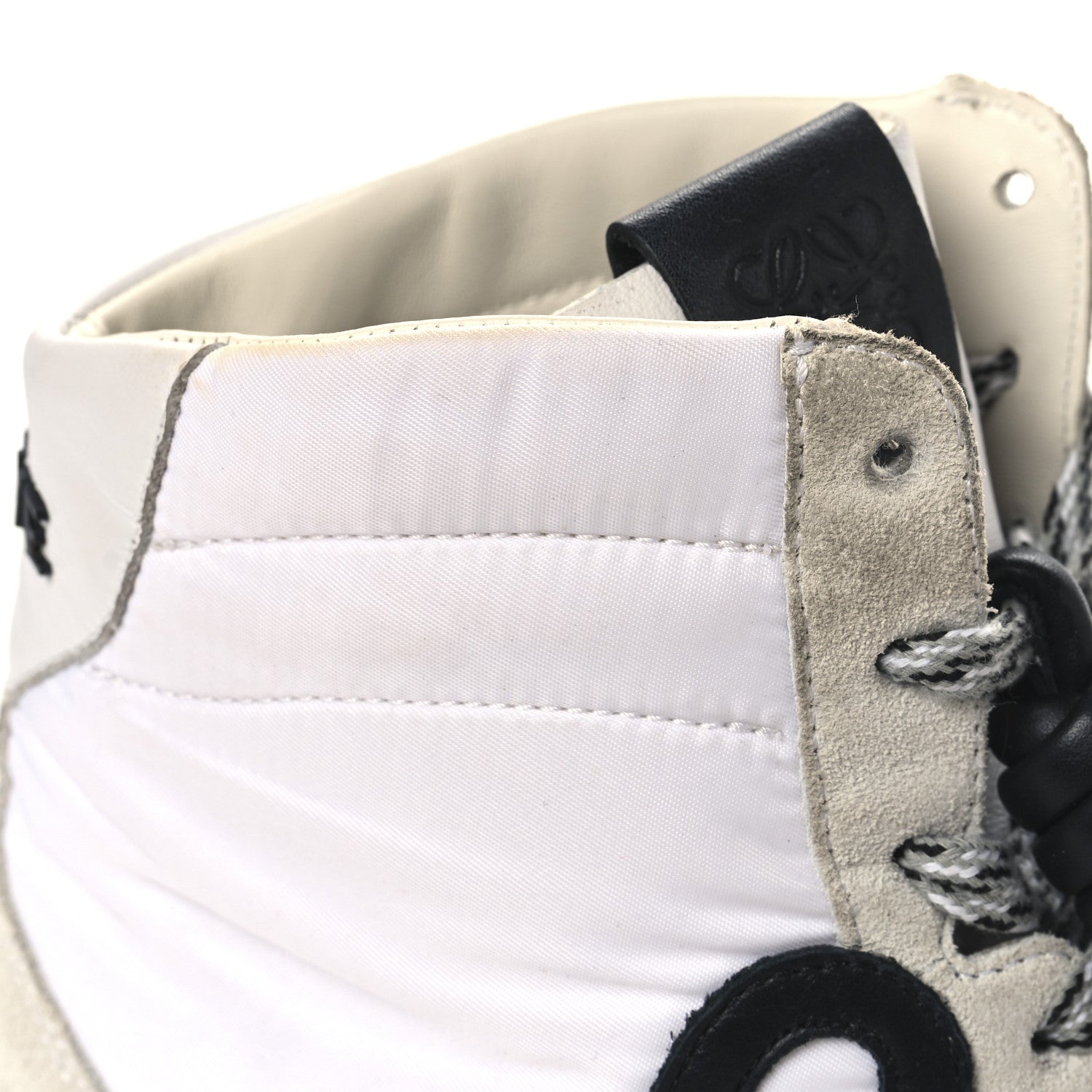 Loewe Nylon Suede Flow Runner High Top Sneakers 38 White Black 10 of 10