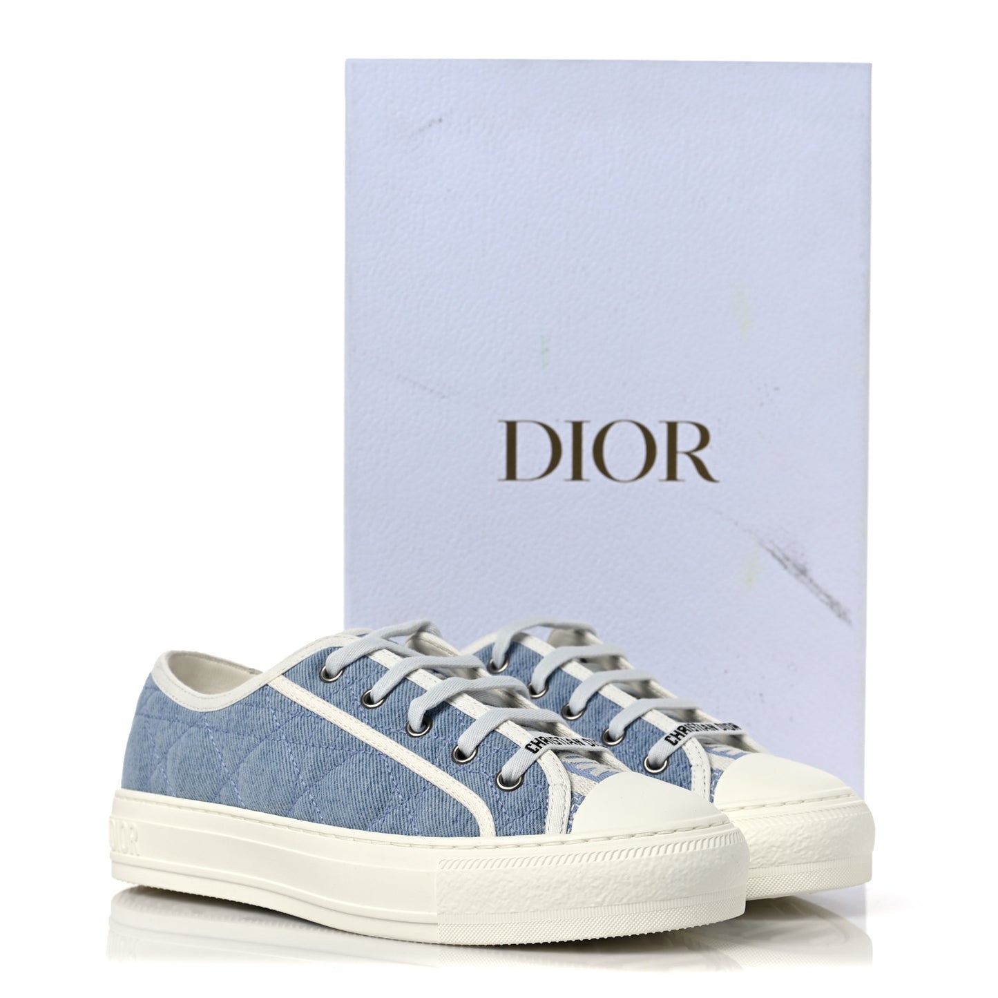 Denim Cannage Walk'N'Dior Low Top Sneakers 38.5 Dynamic Blue