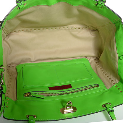Valentino Garavani Vitello Medium Rockstud Tote Green Fluo 5 of 8