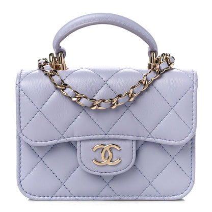 Chanel Lambskin Quilted Top Handle Flap Coin Purse With Chain Light Purple 1 of 12