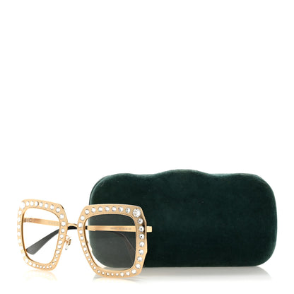 Gucci Metal Acetate Crystal Oversize GG0115S Eyeglasses Gold 10 of 10