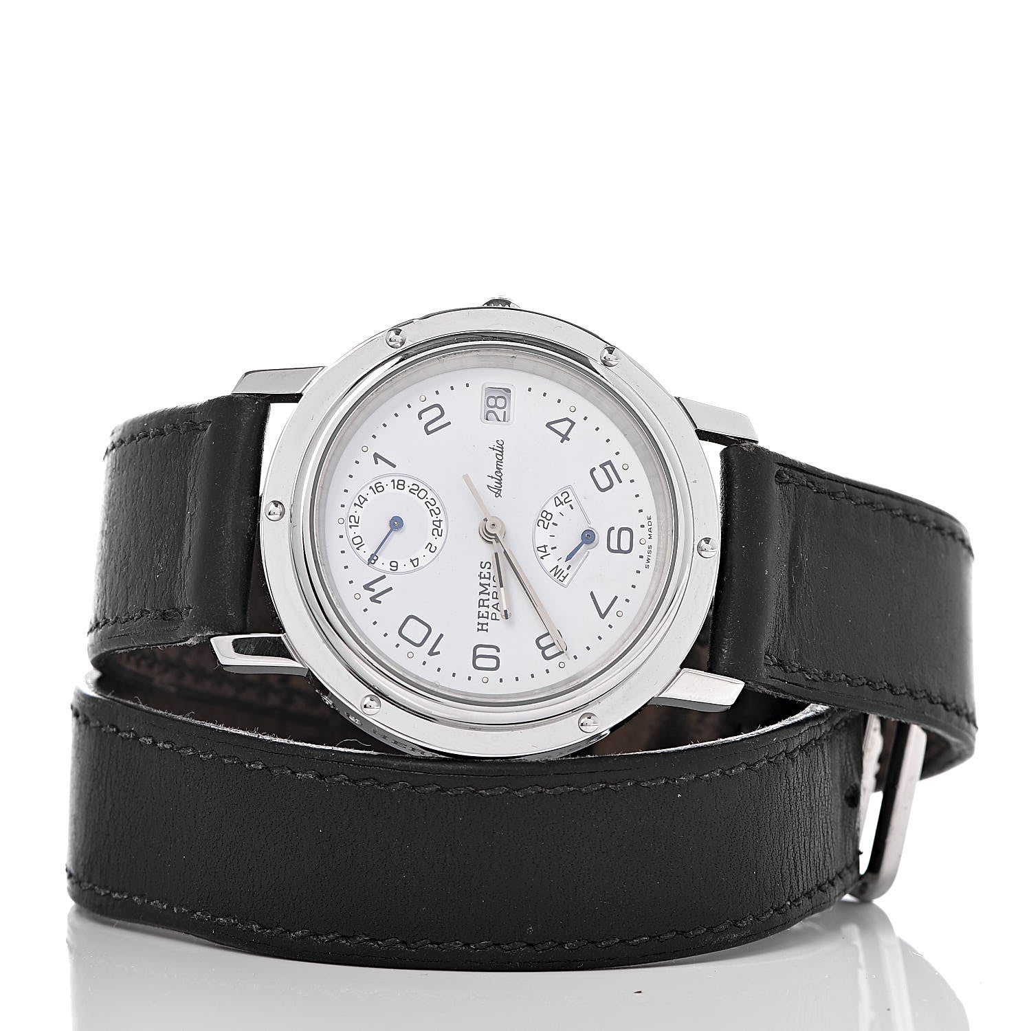 Hermes Stainless Steel Barenia 36mm Clipper Automatic Watch Noir 3 of 14