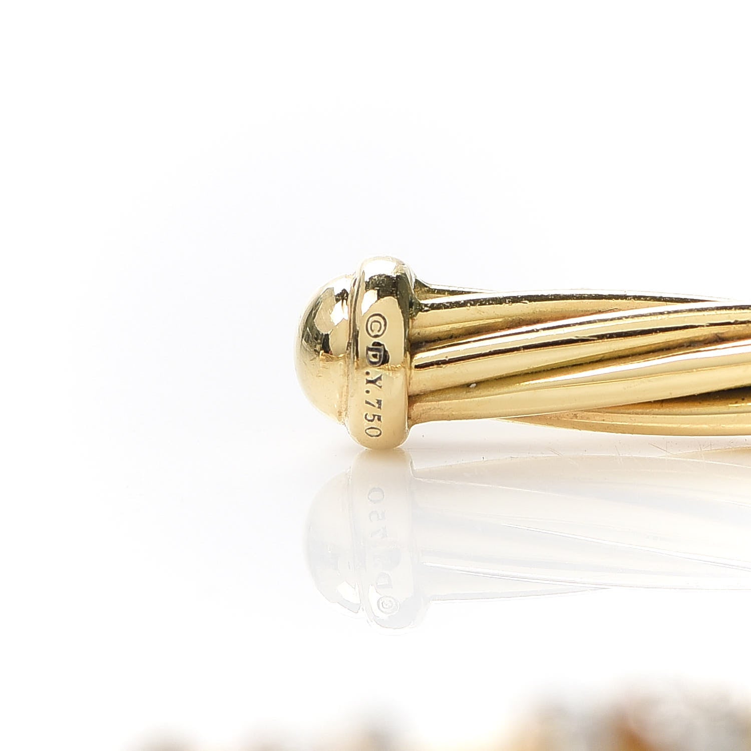 David Yurman 18K Yellow Gold Diamond 4mm Helena Center Station Cuff Bracelet 4 of 5