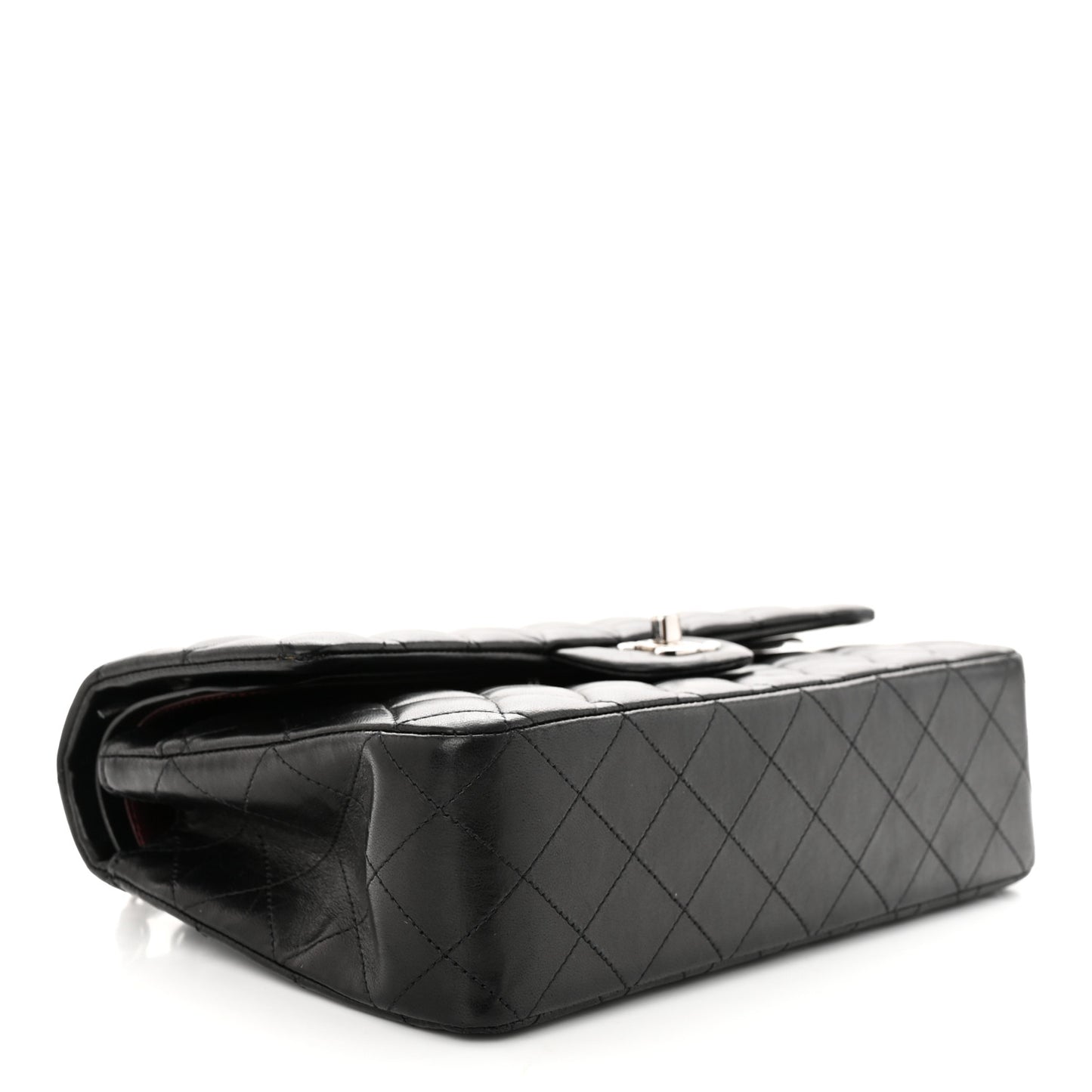 Lambskin Quilted Medium Double Flap Black
