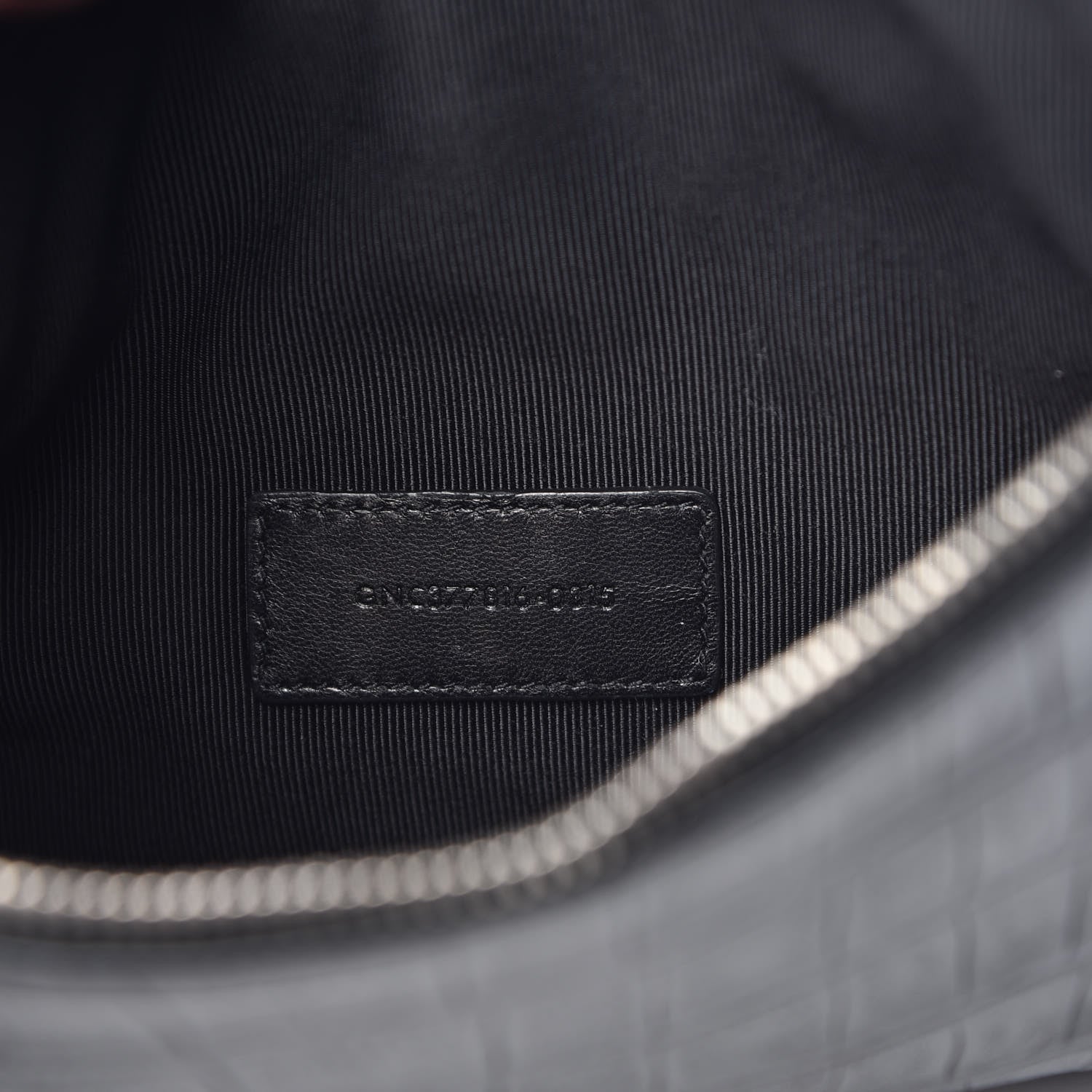 Saint Laurent Calfskin Crocodile Embossed Monogram Zip Pouch Black 6 of 8
