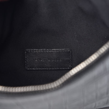 Saint Laurent Calfskin Crocodile Embossed Monogram Zip Pouch Black 6 of 8