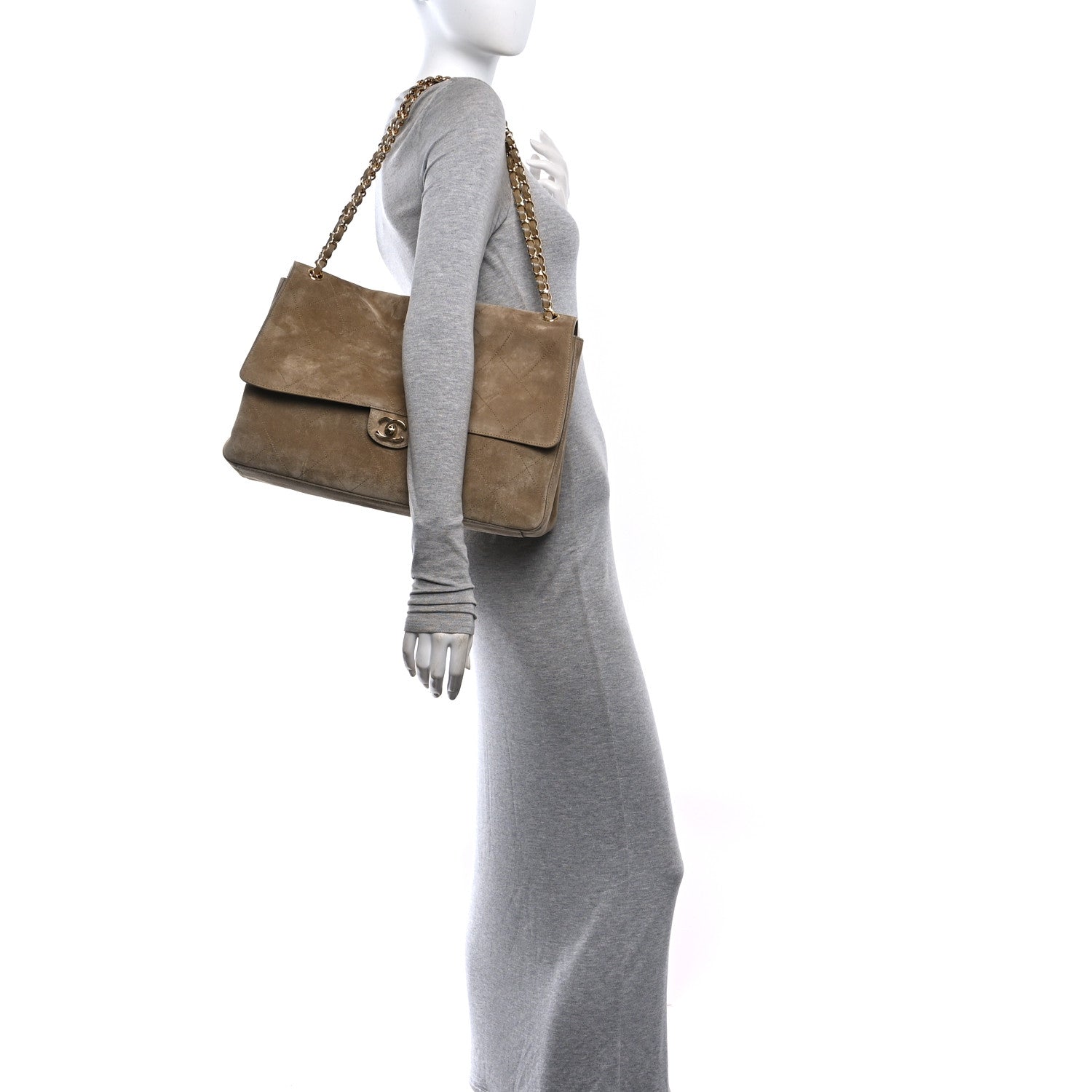 Chanel Suede Calfskin Souplissimo Maxi Flap Dark Beige 2 of 10