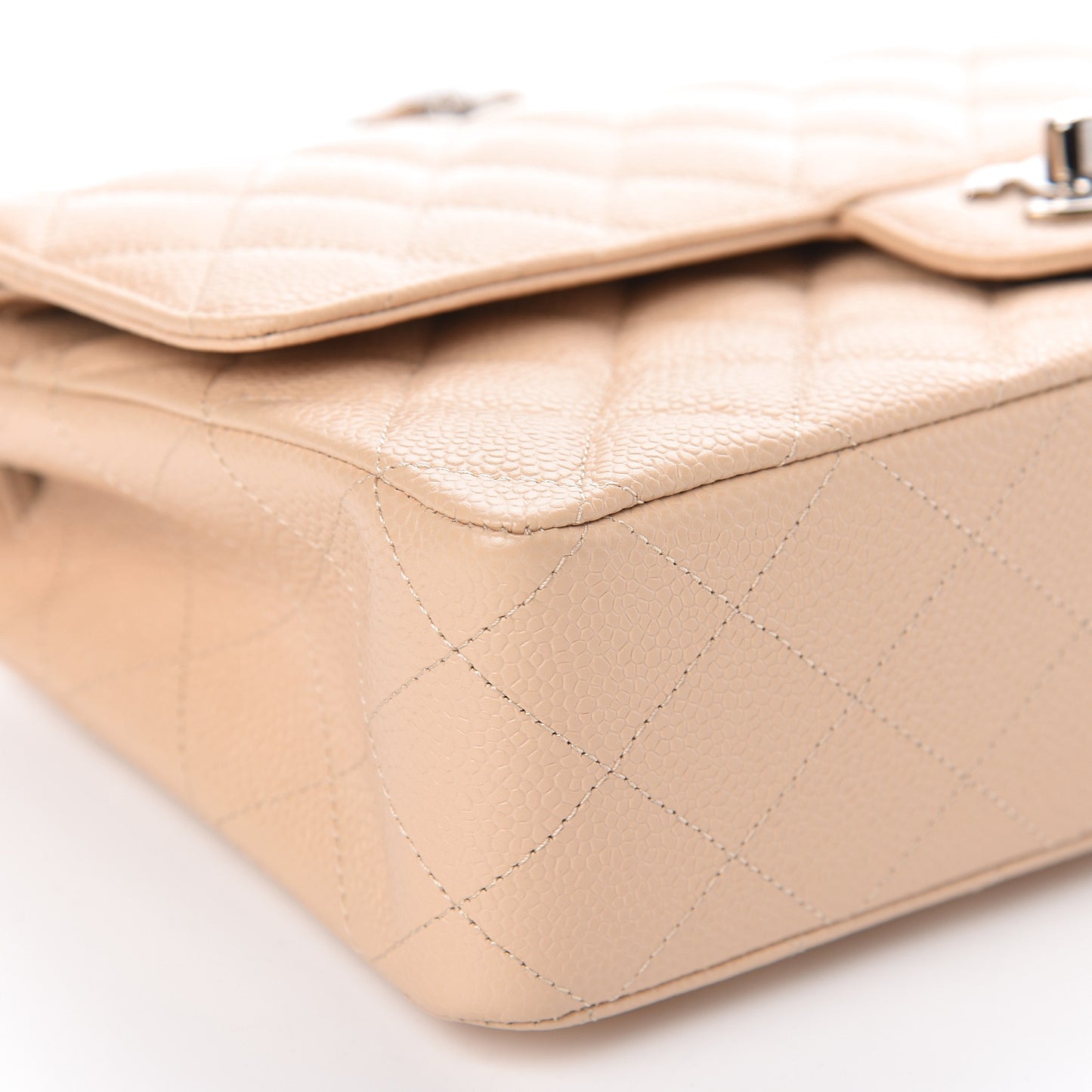 Caviar Quilted Medium Double Flap Beige Clair