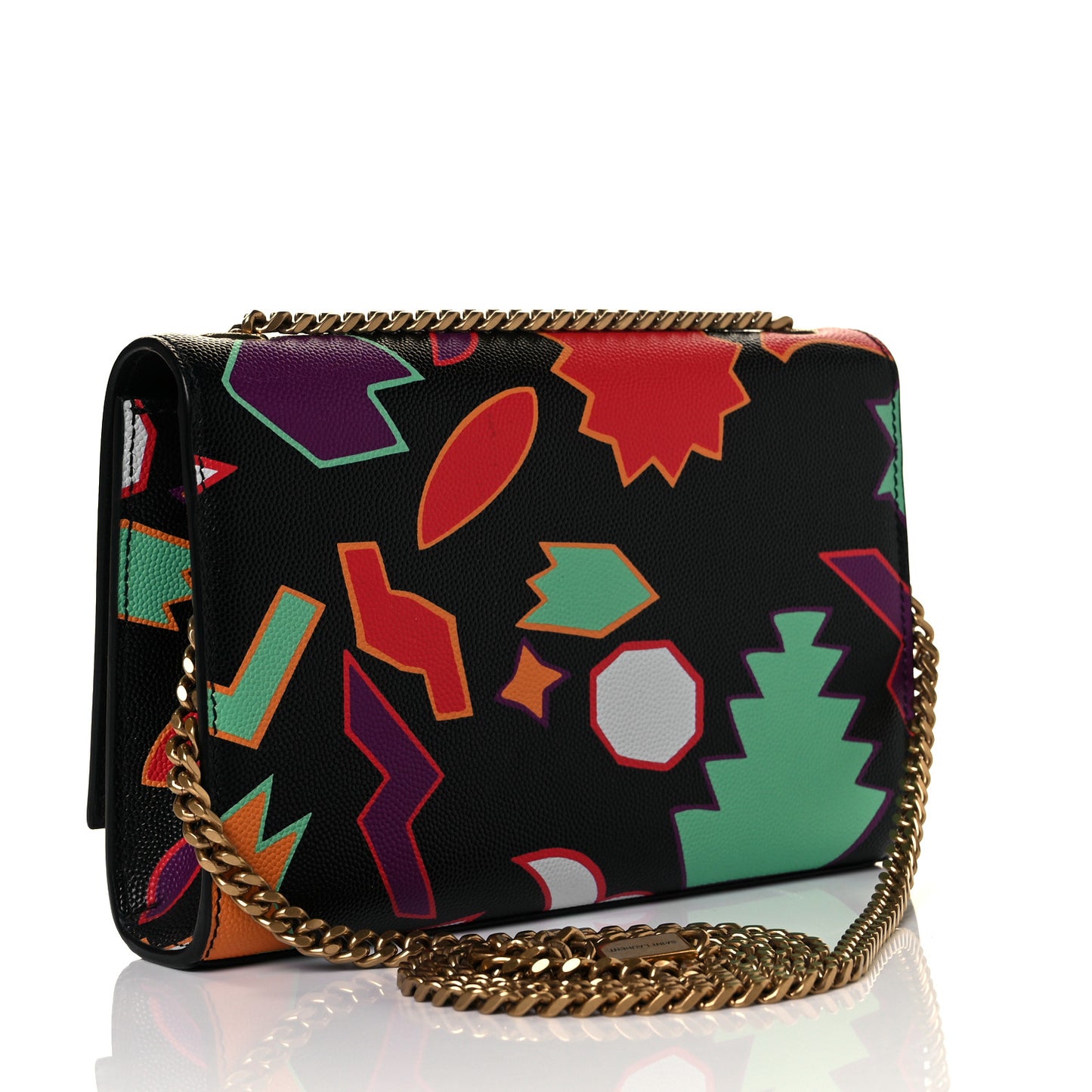 Grain De Poudre Small Monogram Shapes Print Kate Satchel Black