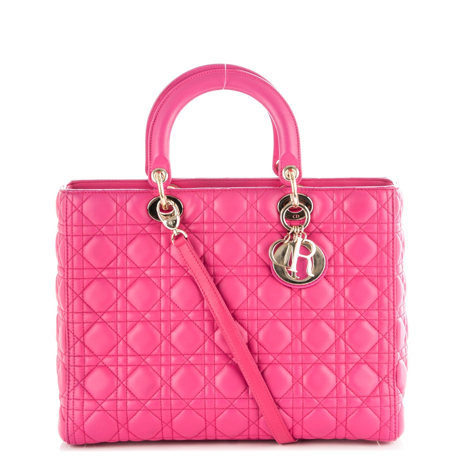 Christian Dior Lambskin Cannage Large Lady Dior Fuchsia 1 of 6