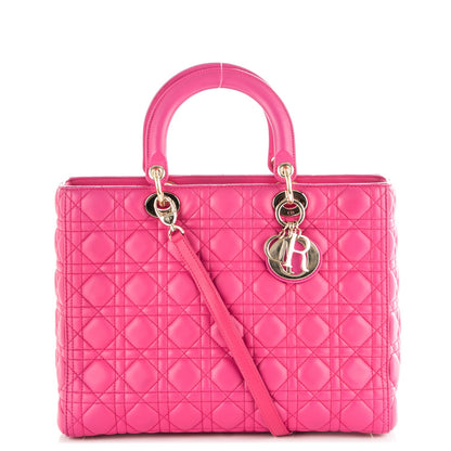 Christian Dior Lambskin Cannage Large Lady Dior Fuchsia 1 of 6