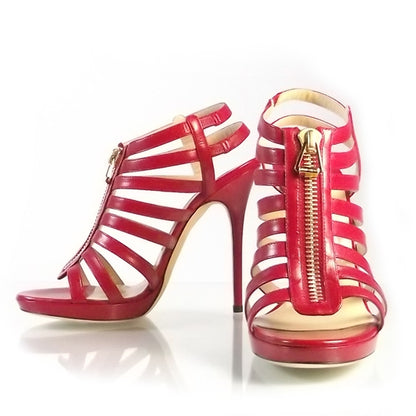 Jimmy Choo Leather Glenys Cage Platform Sandals 39 Red 1 of 8