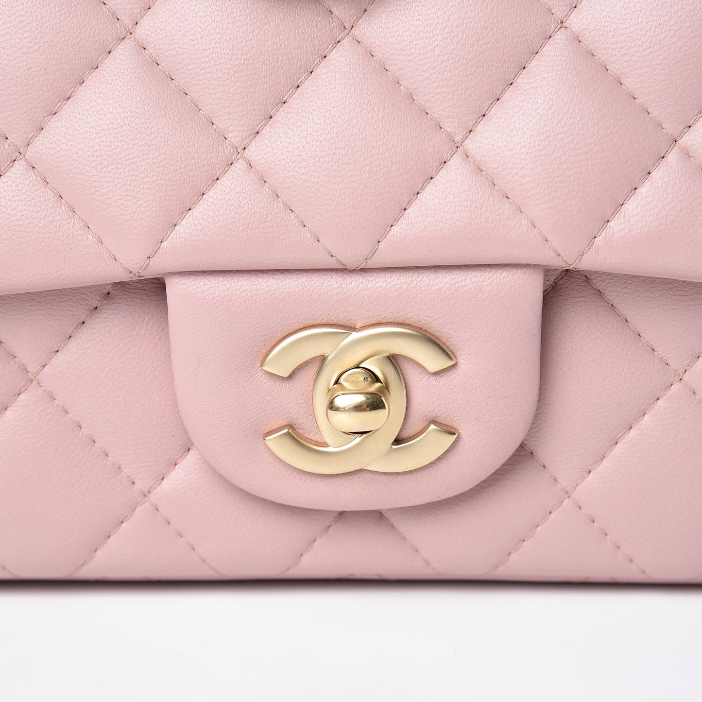 Lambskin Quilted Mini Rectangular Flap Light Pink