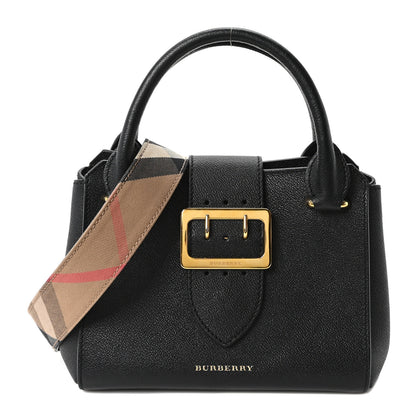 Burberry Soft Grain Calfskin Small Buckle Tote Black 1 of 10