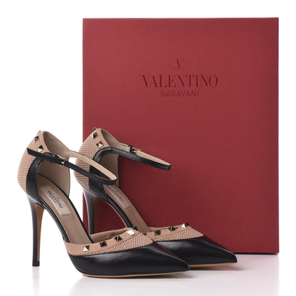 Valentino Garavani Nappa Knit Rockstud Mary Jane 105mm Pumps 37.5 Black Nudo 9 of 9